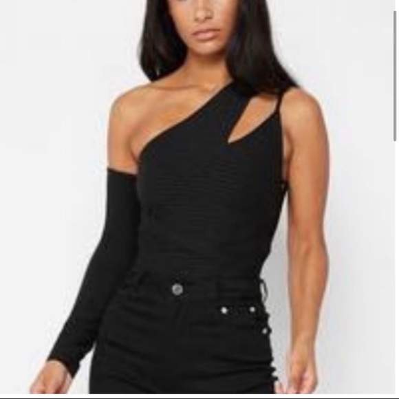 Maniere De Voir one sleeve bodysuit size US 6. BLACK - Picture 3 of 7